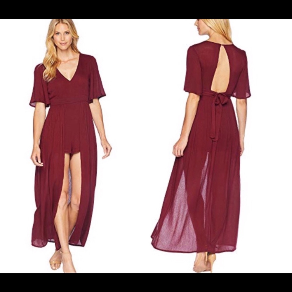 Romper Maxi Dress Combo Alaina NWT Wine